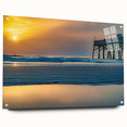 Acrylic print of Daytona scenery in muted blue tones, suitable for dining room decor.