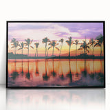 Large abstract wall art depicting Maui's coastline in mid-century modernist style, muted blue and green palette.