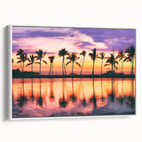 Vintage poster art of a scenic Maui coastline in vibrant colors on a framed canvas, ideal for living room decor.