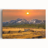 Black and white stretched canvas featuring a serene Idaho landscape, ideal for kitchen wall art.