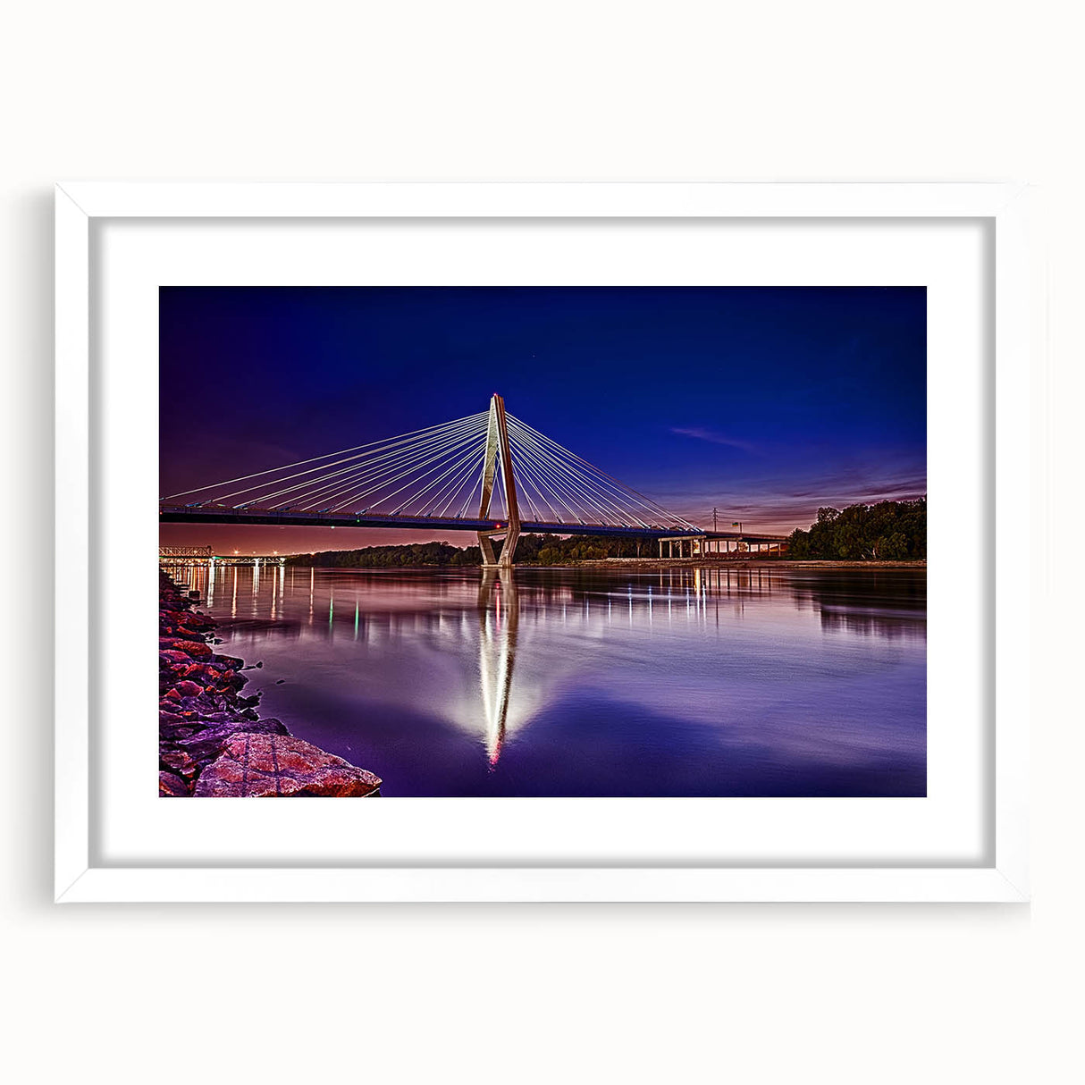 Abstract art print of Kansas scenery in muted earth tones, framed with a white mat, suitable for dining room decor.