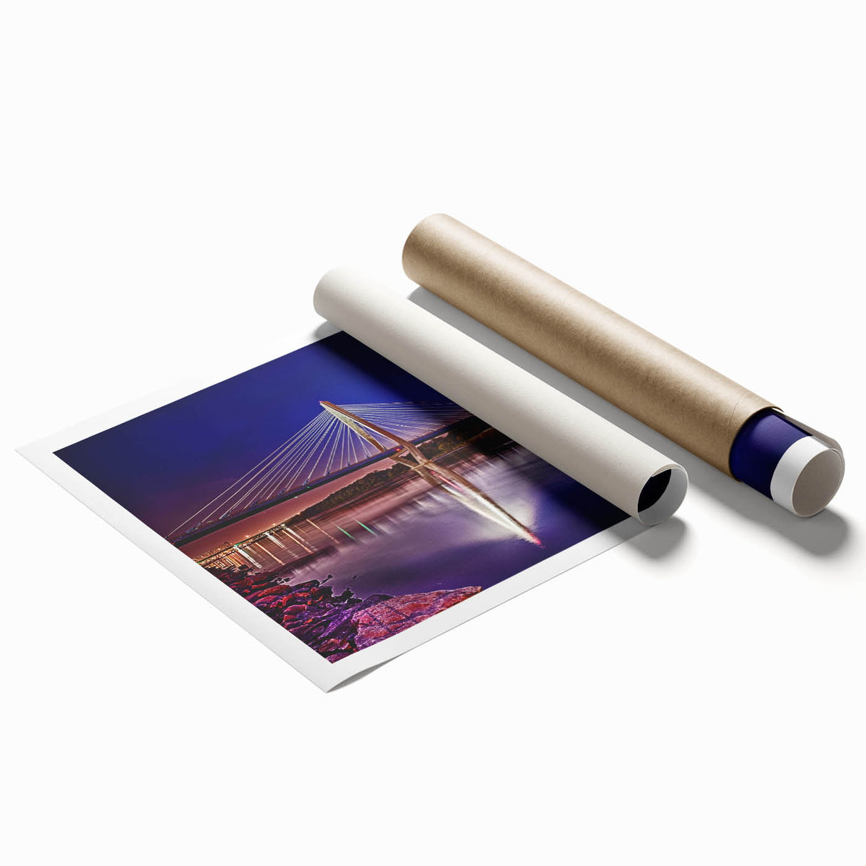 Extra large rolled print of Kansas scenery with floral elements in soft pastels.