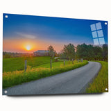 Acrylic print of a Kentucky landscape in muted earth tones, ideal for dining room decor.