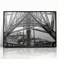 Large abstract wall art depicting a colorful New Orleans scene, framed in black acrylic, ideal for modern living room decor.