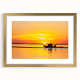 Extra large abstract art print of Louisiana scenery in textured style, using gold and green tones on a framed canvas.