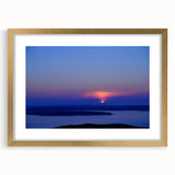 Extra large textured abstract art print of Acadia, Maine, in a gold frame, ideal for living room decor.