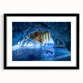Extra large abstract art print of Michigan's Upper Peninsula in vibrant colors on a textured canvas, framed in black.
