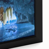 Framed canvas featuring a textured depiction of Michigan's Upper Peninsula in black with colorful accents.
