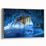 Framed canvas of a vintage-style Michigan Upper Peninsula landscape, featuring a vibrant color palette.