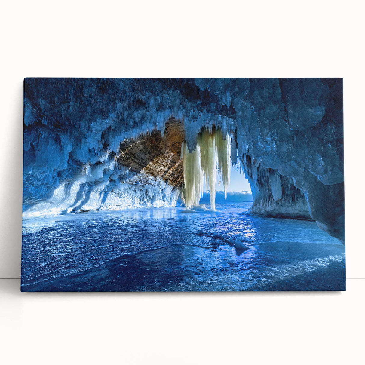 Black and white photo of Michigan's Upper Peninsula on stretched canvas, ideal for kitchen wall art or bedroom ambiance.