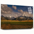 Acrylic print of a Montana landscape in muted earth tones, ideal for dining room decor.