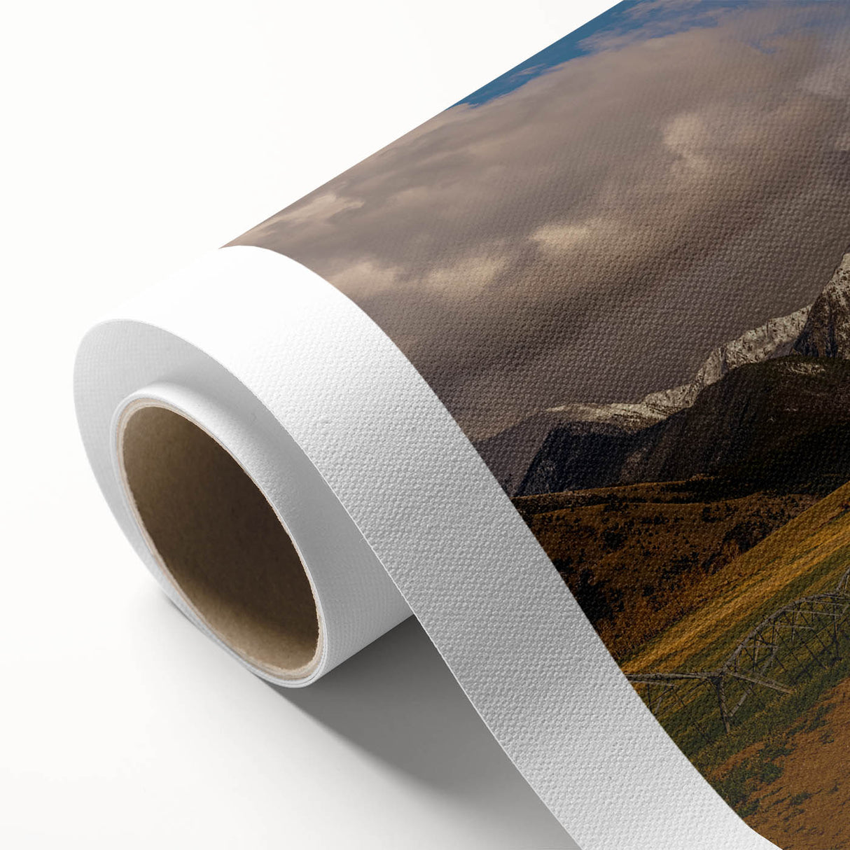 Art deco poster of Montana scenery in muted earth tones on rolled canvas, ideal for nursery wall art.