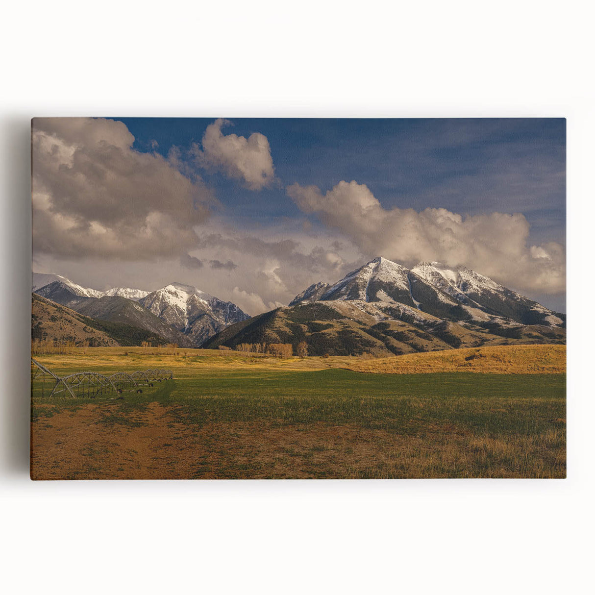 Black and white photograph of Montana scenery on large stretched canvas, suitable as kitchen wall art.