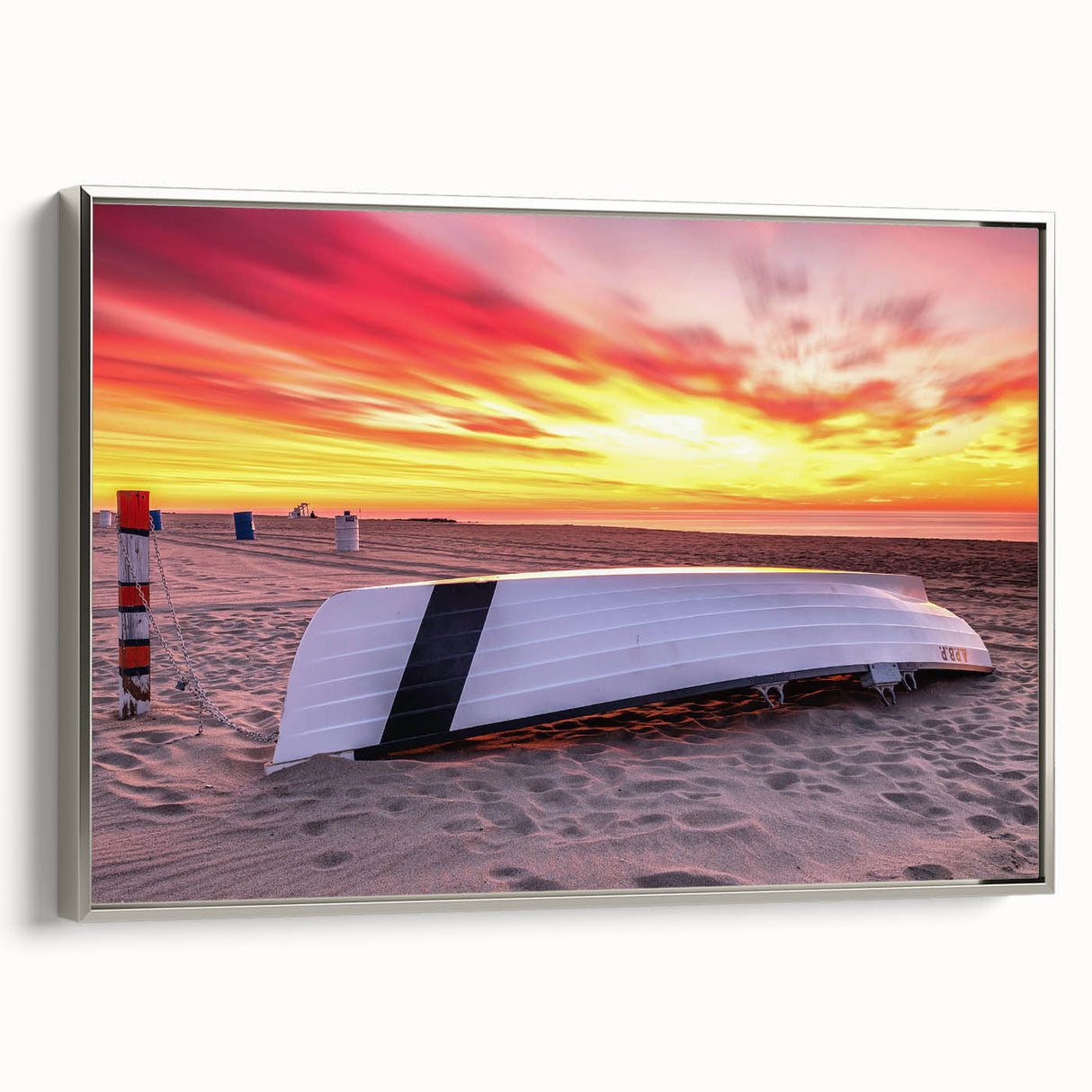 Framed canvas featuring a colorful New Jersey landscape in vintage poster style, ideal for living room decor.