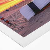 Art deco poster of New Jersey scenery in muted earth tones on rolled canvas, suitable for dining room wall art.