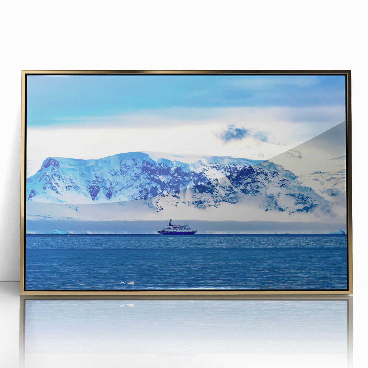 Mid-century modernist acrylic print of Charlotte skyline in muted gold tones, ideal for modern art wall decor.