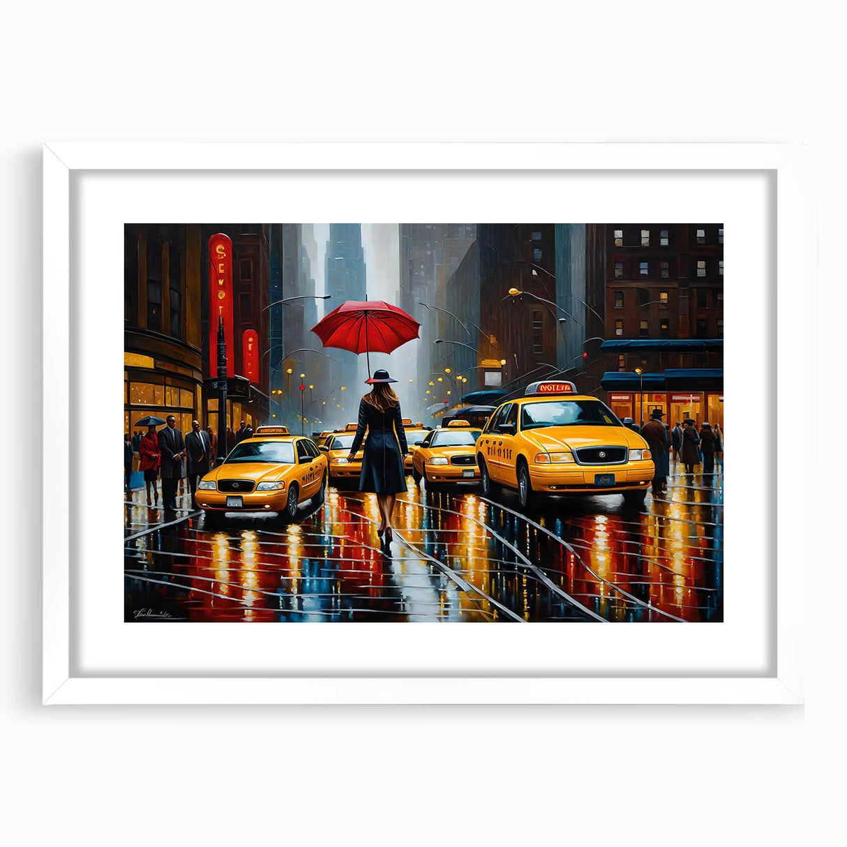 Abstract art print of Manhattan skyline in muted gray, ideal for bedroom or dining room decor, framed with a white mat.