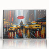 Art deco poster of Manhattan skyline in muted gray tones on framed acrylic, ideal for modern art wall decor.