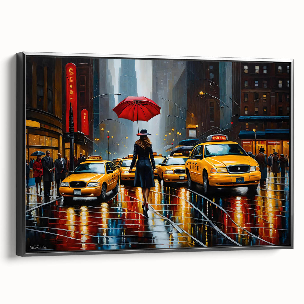 Framed canvas of black and white vintage Manhattan skyline, ideal for bedroom wall decor.