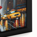 Black wall art featuring a textured Manhattan skyline in vibrant colors on extra large framed canvas.