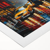 Art deco poster of Manhattan skyline in monochrome shades on rolled canvas, suitable for dining room wall art.