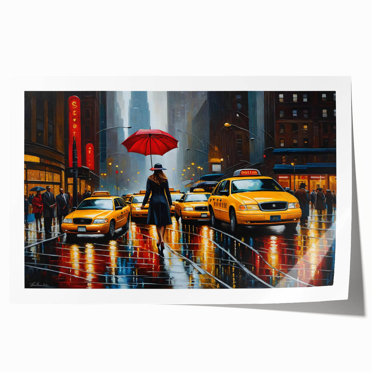 Extra large rolled print of New York City skyline in muted gray tones, ideal for art wall dining room.