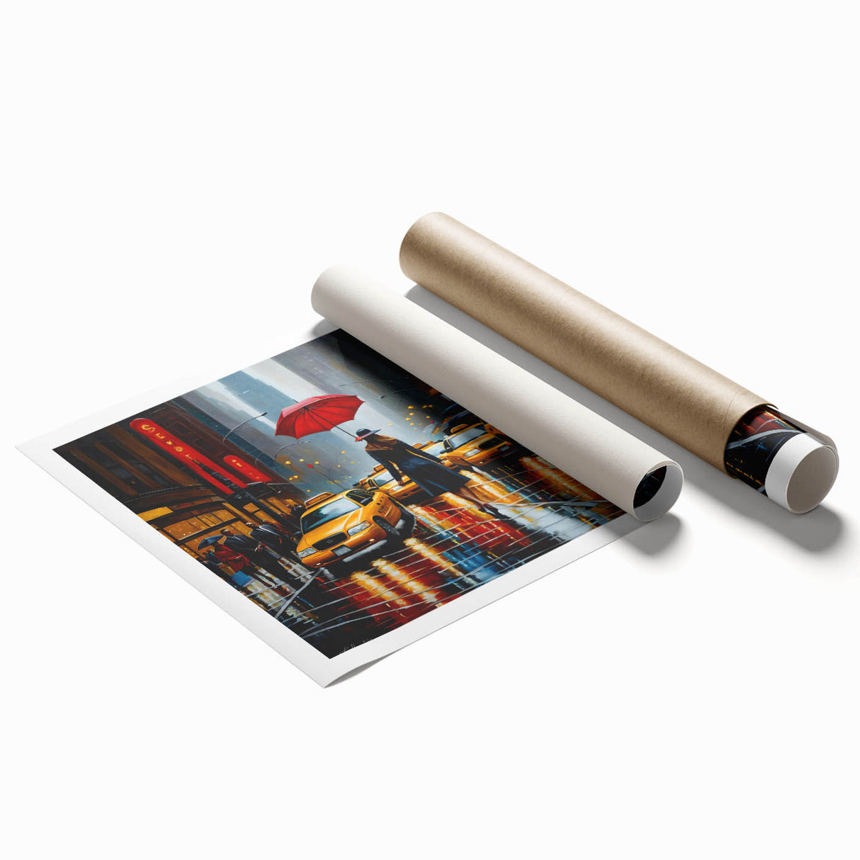 Extra large rolled print of Manhattan skyline in pastel shades, suitable for classy bathroom wall art.