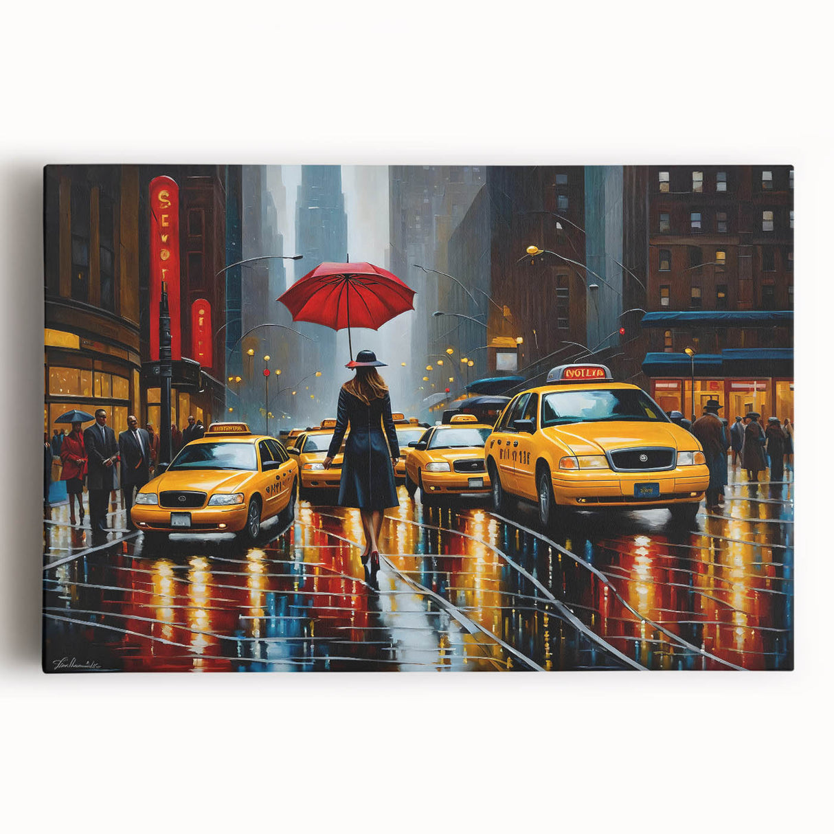 Black and white large art canvas of Manhattan skyline, ideal for kitchen wall art.