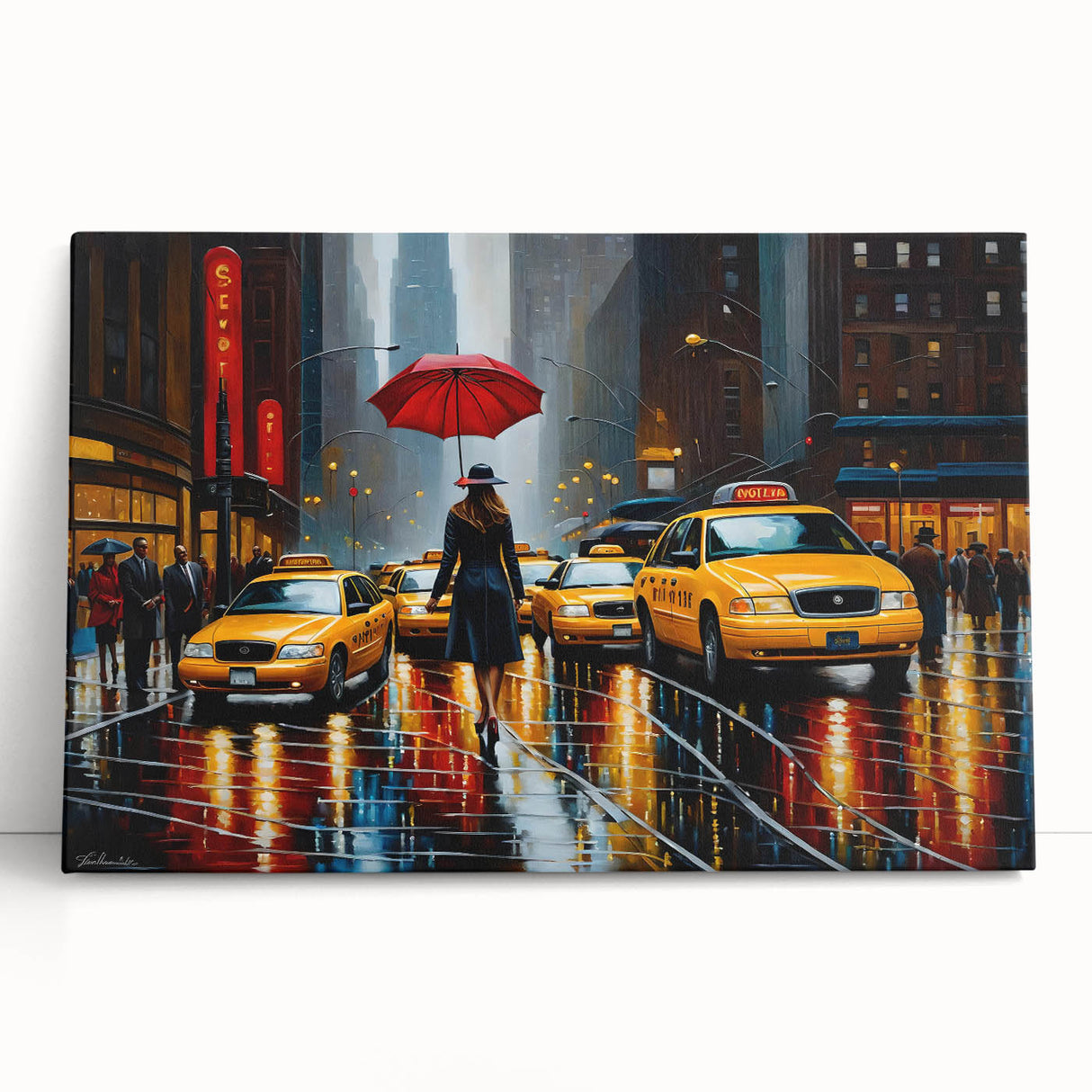 Black and white stretched canvas of Manhattan skyline, ideal for kitchen wall art or bedroom ambiance.