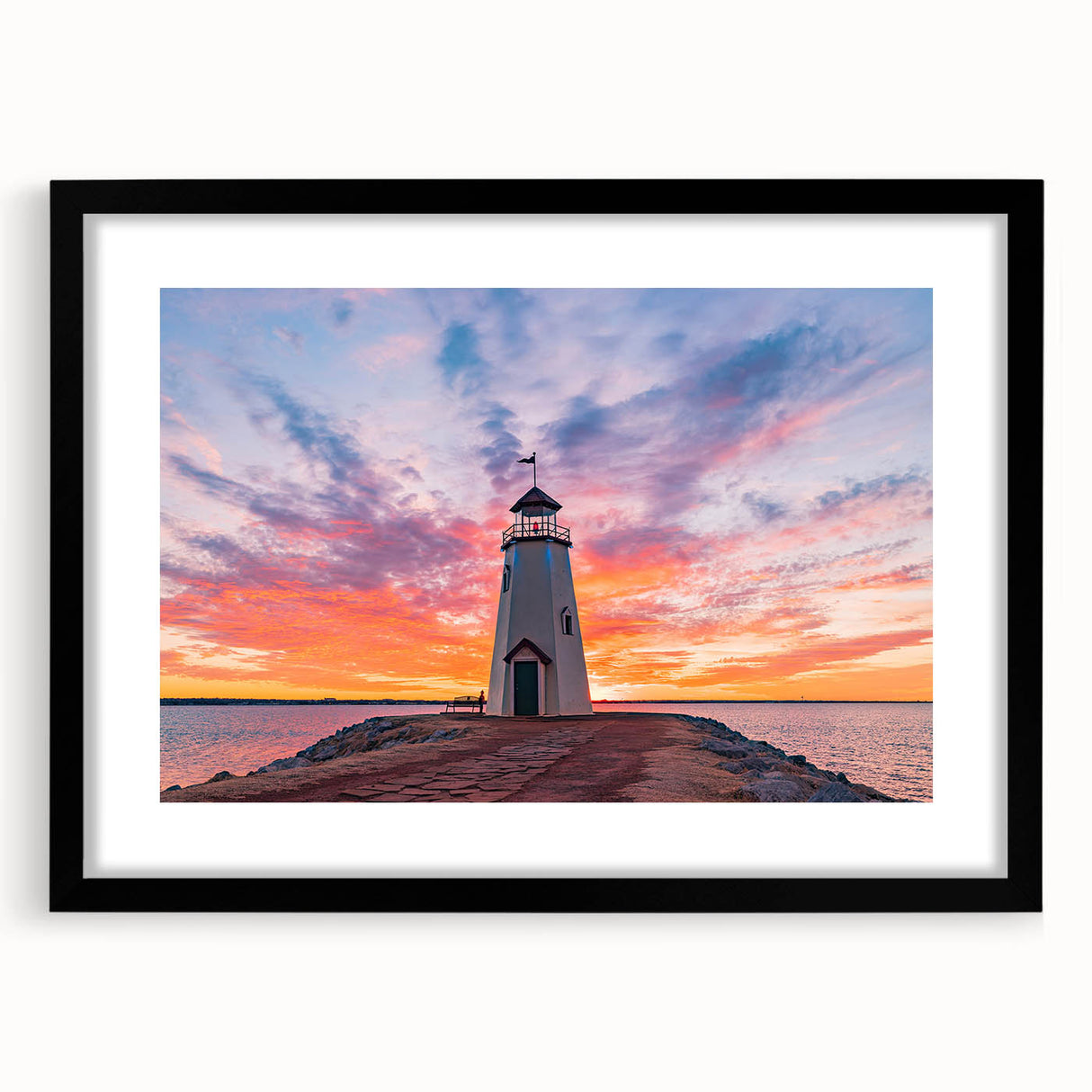 Extra large abstract art print of a colorful, textured Oklahoma scenery on a black framed canvas.