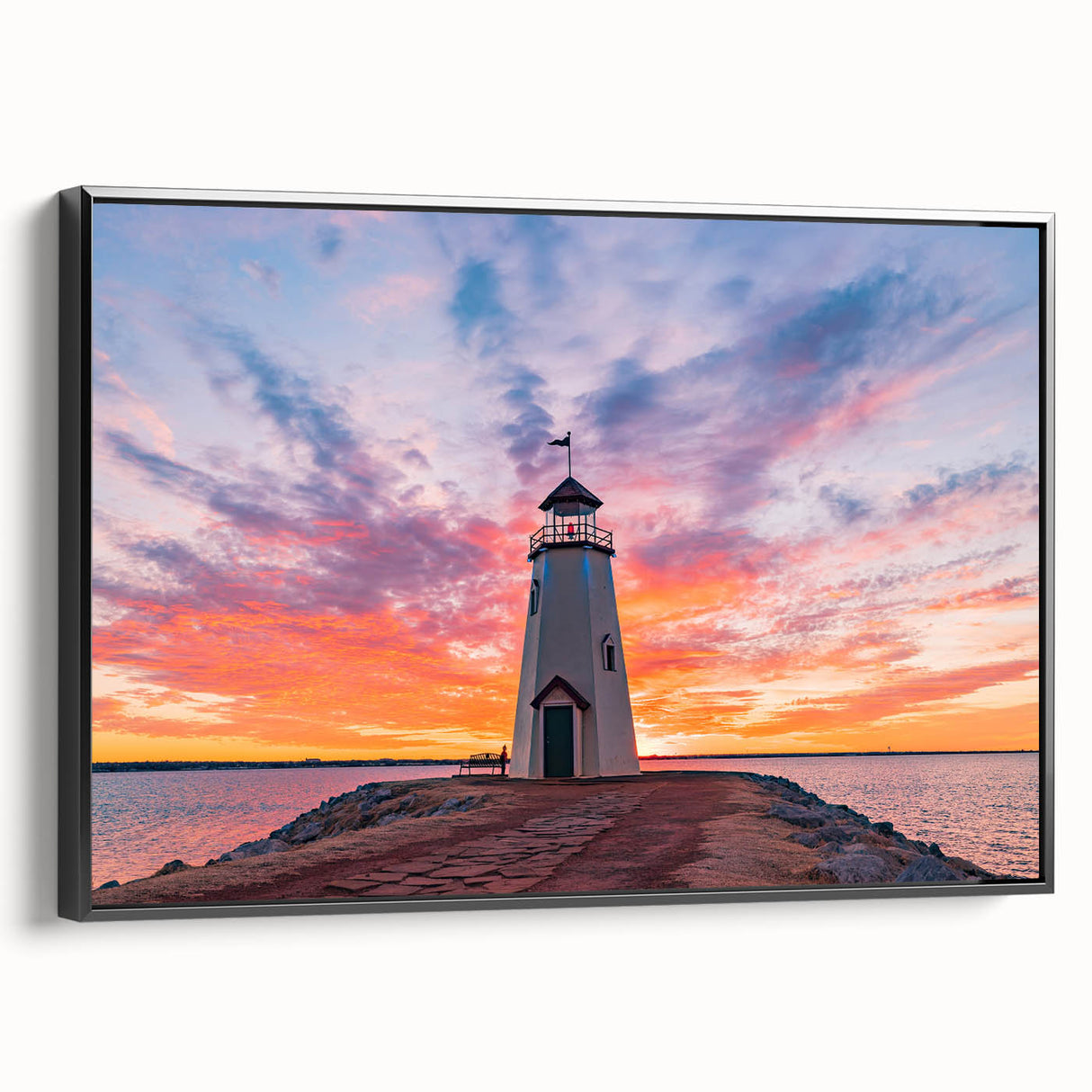 Black and white landscape art painting of Oklahoma scenery on framed canvas, suitable for bedroom wall decor.