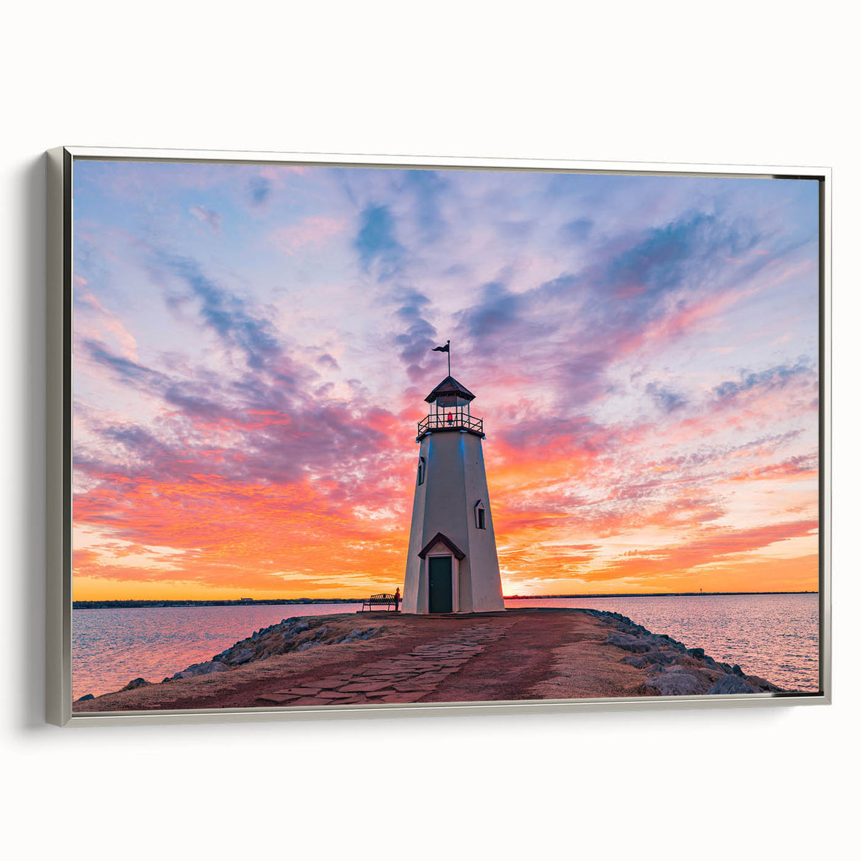 Framed canvas of a colorful Oklahoma landscape painting in a vintage style, ideal for living room decor.