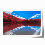 Rolled print of Vermont scenery with vibrant green and floral elements, suitable as art wall for dining room.