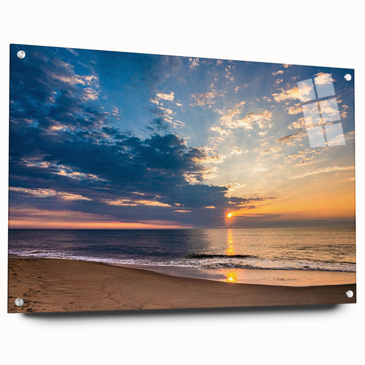 Acrylic print of a large abstract depiction of Virginia scenery in muted earth tones.
