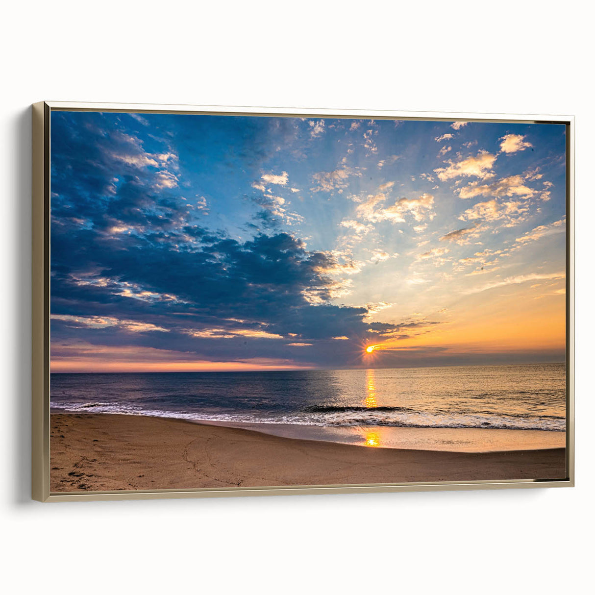 Framed canvas featuring a vintage-style landscape of Virginia with black and gold tones, ideal for bedroom wall art.