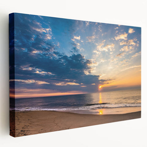 Large art depicting a Virginia landscape on stretched canvas, featuring muted green and blue tones.