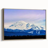 Framed canvas of a Seattle landscape with vintage poster style, featuring gold and black color scheme.