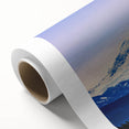 Art deco poster of Seattle skyline in muted blue and gray tones on rolled canvas, ideal for nursery wall art.