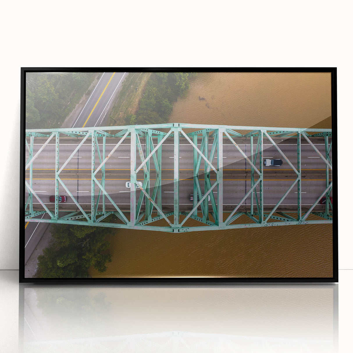 Large abstract wall art depicting West Virginia scenery in muted earth tones on a framed acrylic.