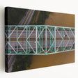 West Virginia landscape on large stretched canvas in muted green and blue tones, suitable for kitchen wall art.