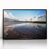 Framed acrylic print of a large abstract depiction of Yellowstone, featuring muted earth tones.