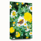Large abstract wall art on acrylic glass depicting spring themes in soft pastel shades.