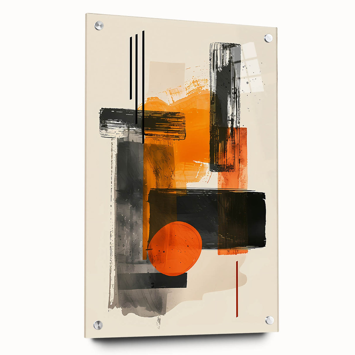 Canvas Art for Dining Area – Bold Orange & Black Abstract Print