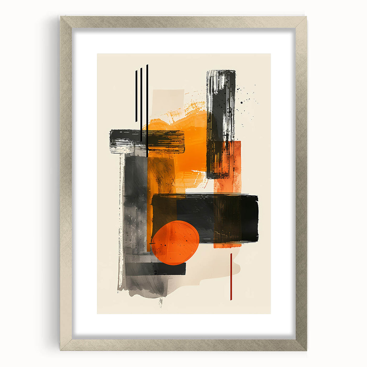 Canvas Art for Dining Area – Bold Orange & Black Abstract Print