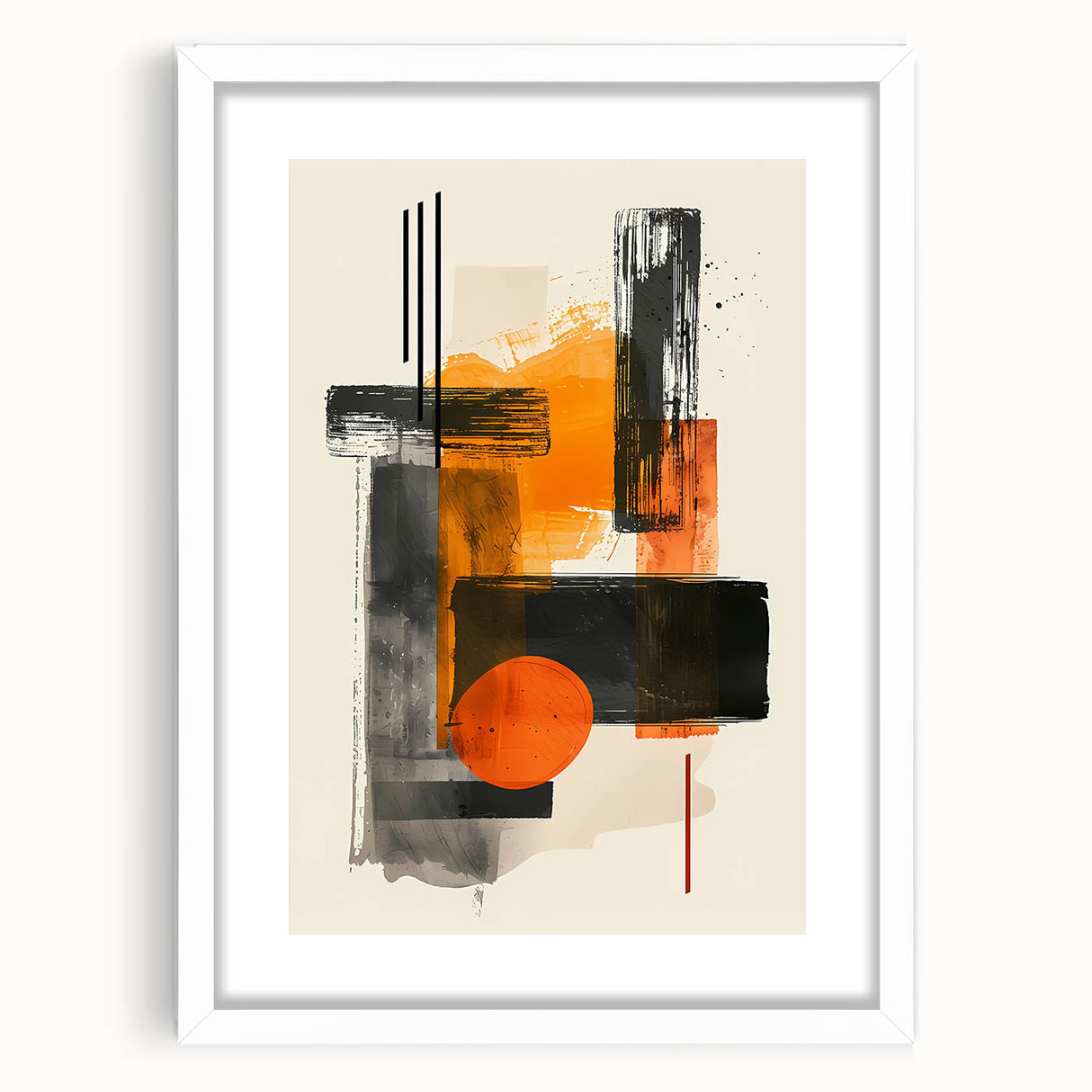 Canvas Art for Dining Area – Bold Orange & Black Abstract Print