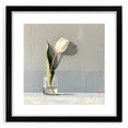 Abstract floral wall art design featuring vibrant colors in a black frame with a mat, showcasing intricate patterns and modern aesthetics, perfect for home decor.