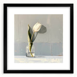 Abstract floral wall art design featuring vibrant colors in a black frame with a mat, showcasing intricate patterns and modern aesthetics, perfect for home decor.