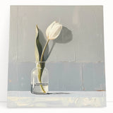Abstract floral wall art on stretched canvas, showcasing vibrant colors and intricate designs, perfect for modern home decor, leaning against a neutral wall.