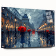 Abstract landscape wall art displayed in a sleek acrylic frame, showcasing vibrant colors and modern design elements, perfect for contemporary home decor.