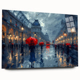 Abstract landscape wall art displayed in a sleek acrylic glass frame, showcasing vibrant colors and fluid patterns, perfect for modern decor.